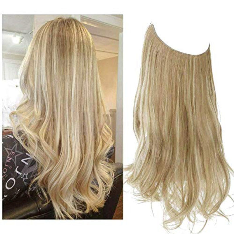 Halo Hair Extensions with Wavy Fibres and Discreet Wire Attachment