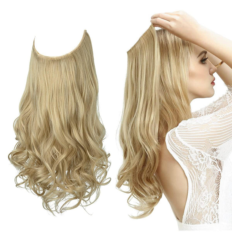 Halo Hair Extensions with Wavy Fibres and Discreet Wire Attachment