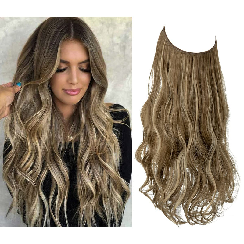 Halo Hair Extensions with Wavy Fibres and Discreet Wire Attachment