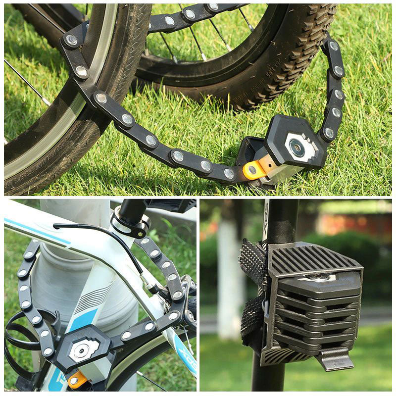 Foldable Bicycle Security Lock with Frame Mount & Keyed Locking System