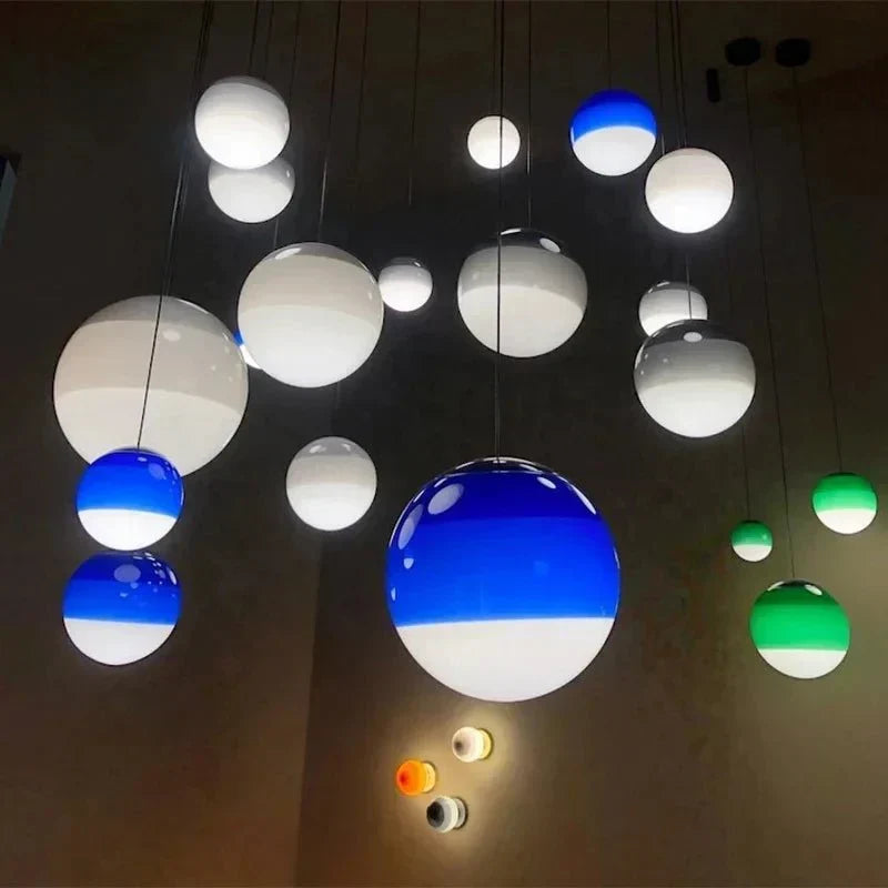 Gradient Glass Pendant Lamp with Dimmable LED Lighting