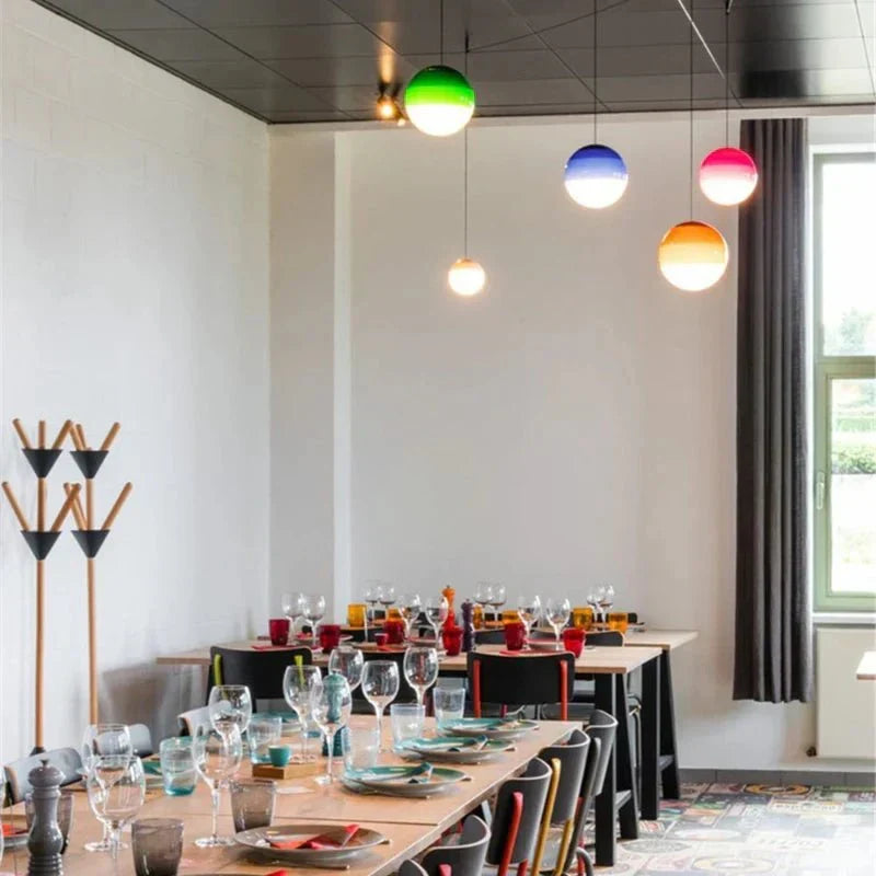 Gradient Glass Pendant Lamp with Dimmable LED Lighting