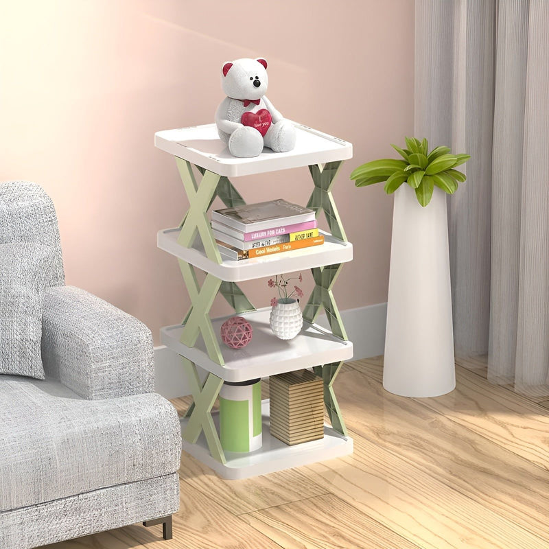 Folding Shoe Rack with Tiered Shelves and X-Frame Sides for Hallways