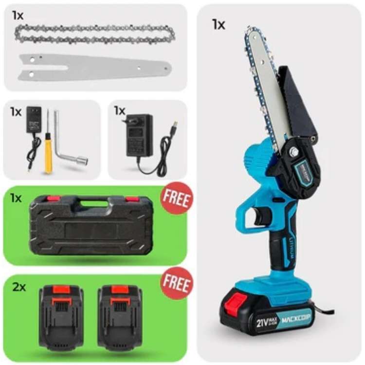 6-Inch Cordless Mini Chainsaw with Dual Rechargeable Batteries