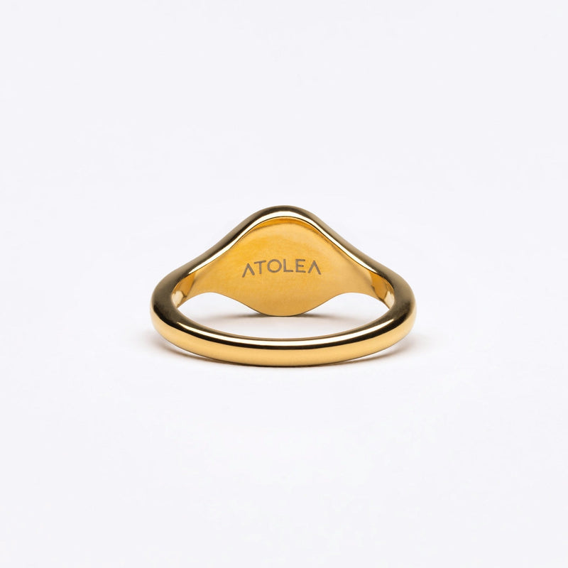 Sun Signet Ring in Stainless Steel with a Round Engraved Face