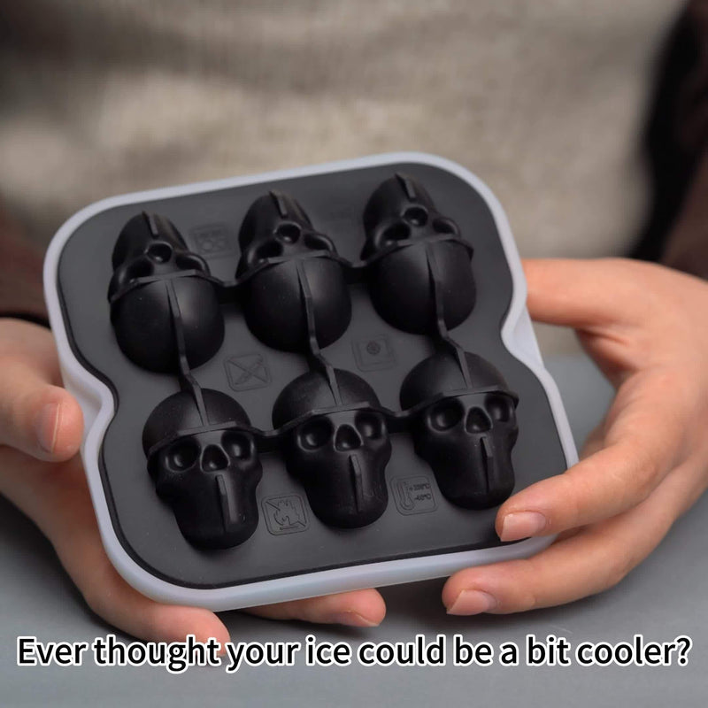 Silicone Skull Ice Cube Tray with Six Large Moulds
