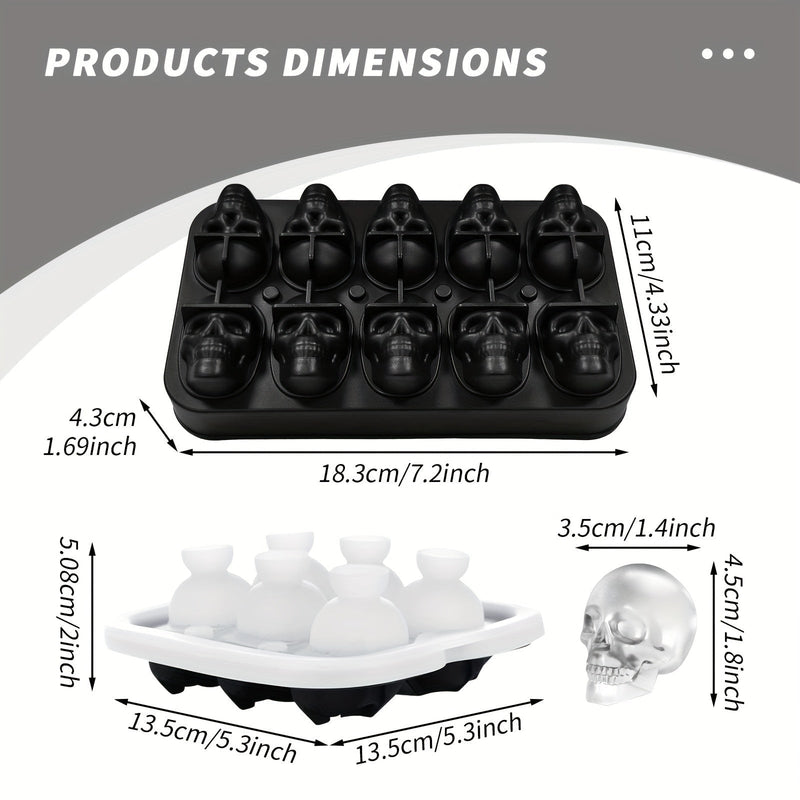 Silicone Skull Ice Cube Tray with Six Large Moulds