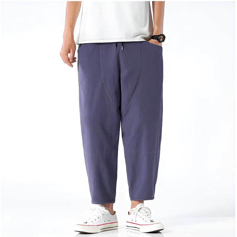 Men's Cropped Cotton Linen Trousers – Comfortable and Airy