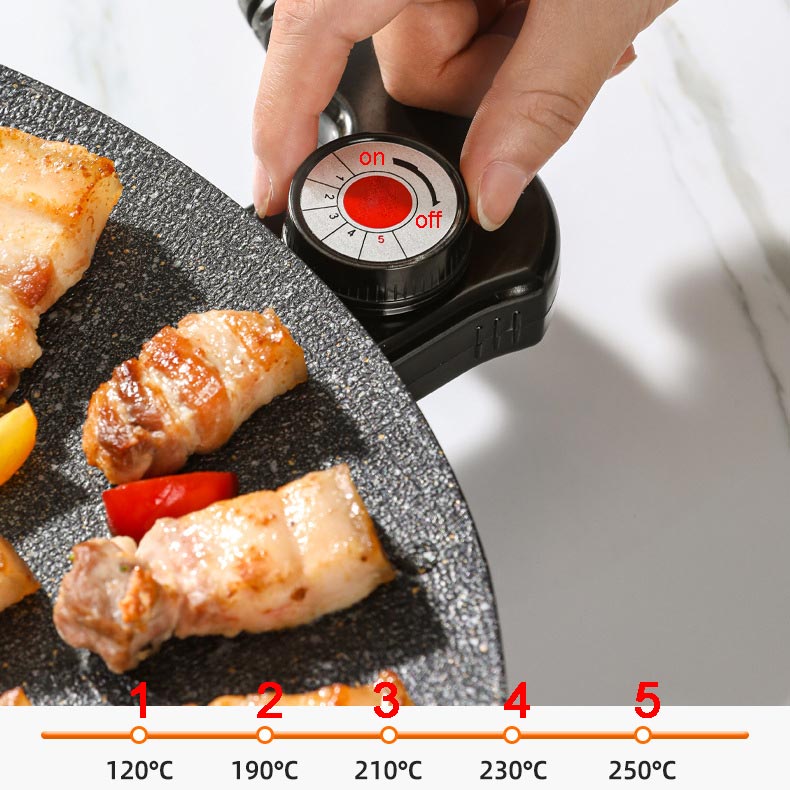 Round Electric Tabletop Grill with Adjustable Temperature Control
