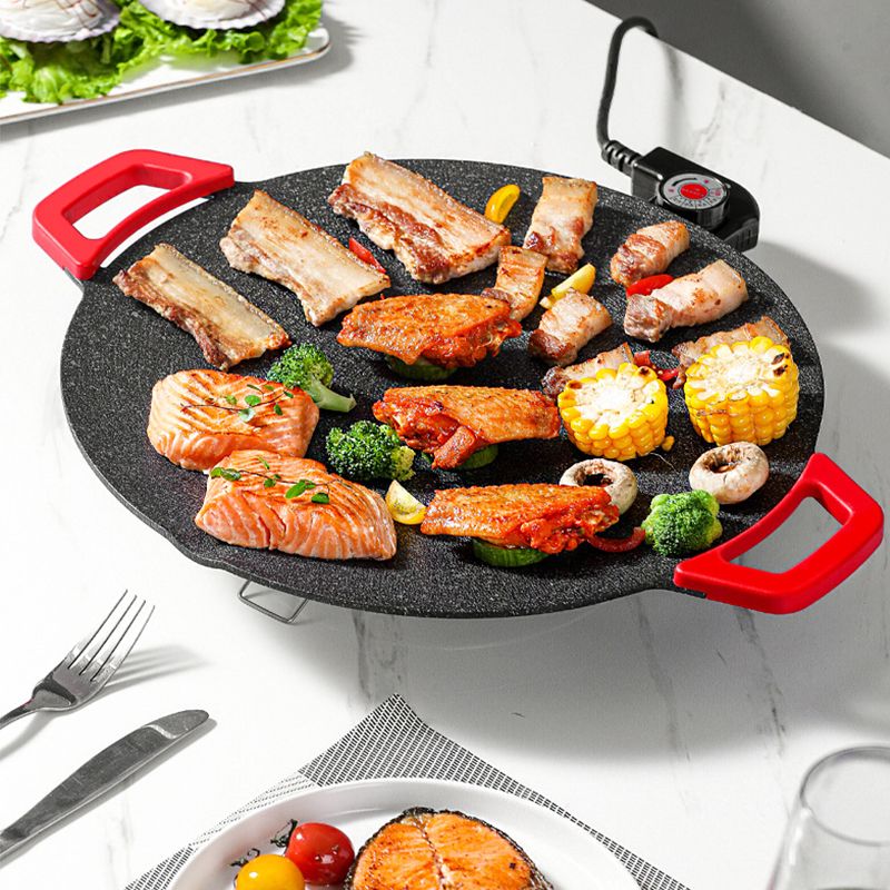 Round Electric Tabletop Grill with Adjustable Temperature Control