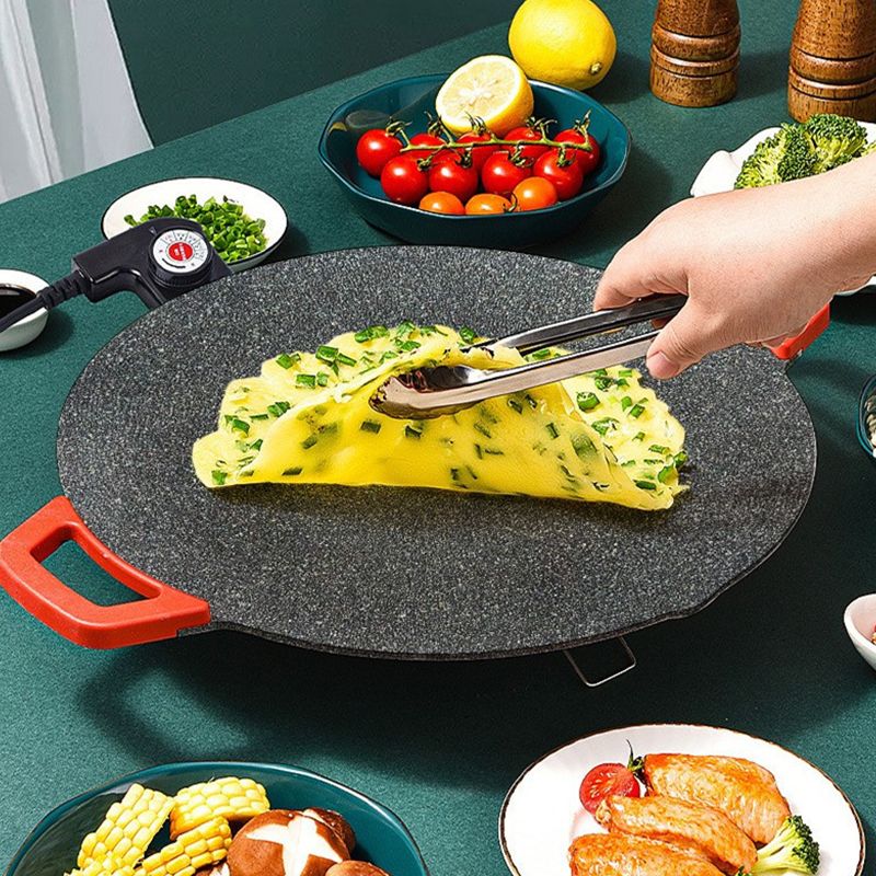 Round Electric Tabletop Grill with Adjustable Temperature Control