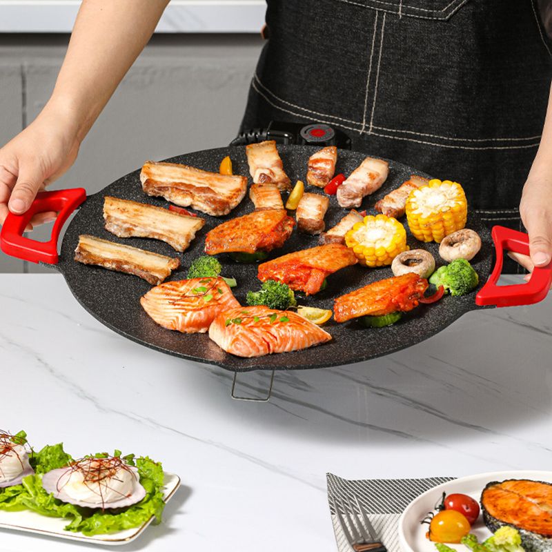 Round Electric Tabletop Grill with Adjustable Temperature Control