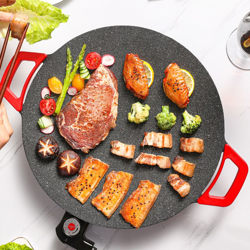 Round Electric Tabletop Grill with Adjustable Temperature Control