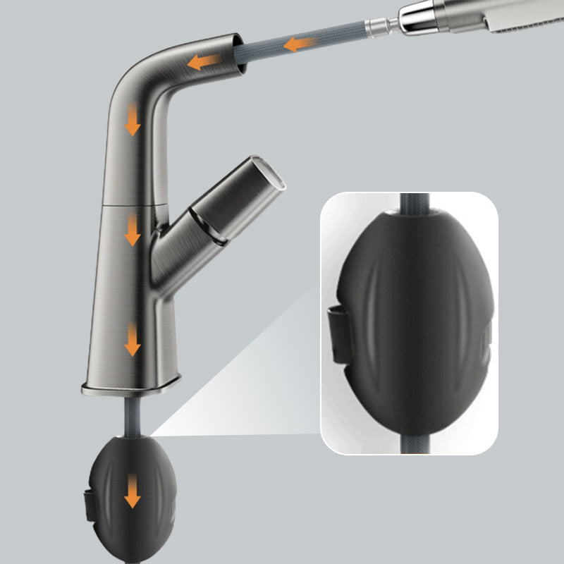 Pull-Out Single-Hole Basin Mixer Tap with Dual Spray Modes