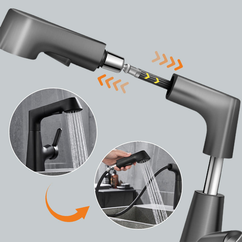 Pull-Out Single-Hole Basin Mixer Tap with Dual Spray Modes