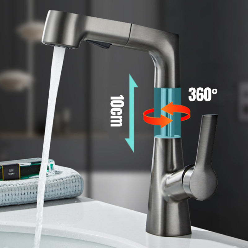 Pull-Out Single-Hole Basin Mixer Tap with Dual Spray Modes
