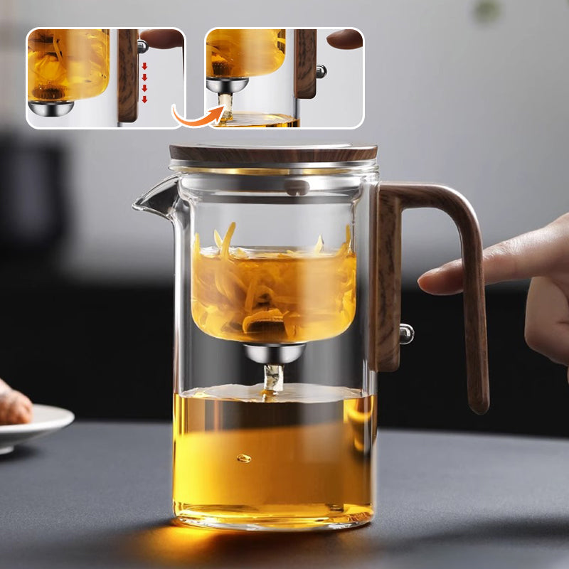 Borosilicate Glass Tea Infuser Pot with Push-Button Filter