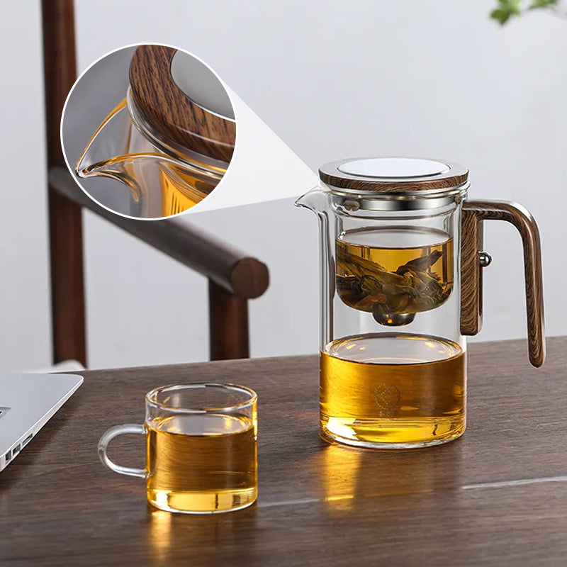 Borosilicate Glass Tea Infuser Pot with Push-Button Filter