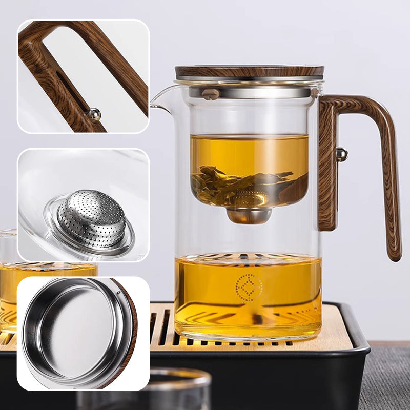Borosilicate Glass Tea Infuser Pot with Push-Button Filter