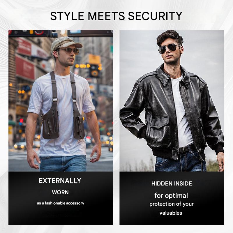 Anti-Theft PU Leather Crossbody Bag for Men