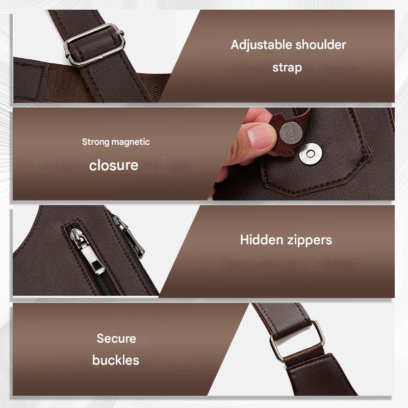 Anti-Theft PU Leather Crossbody Bag for Men