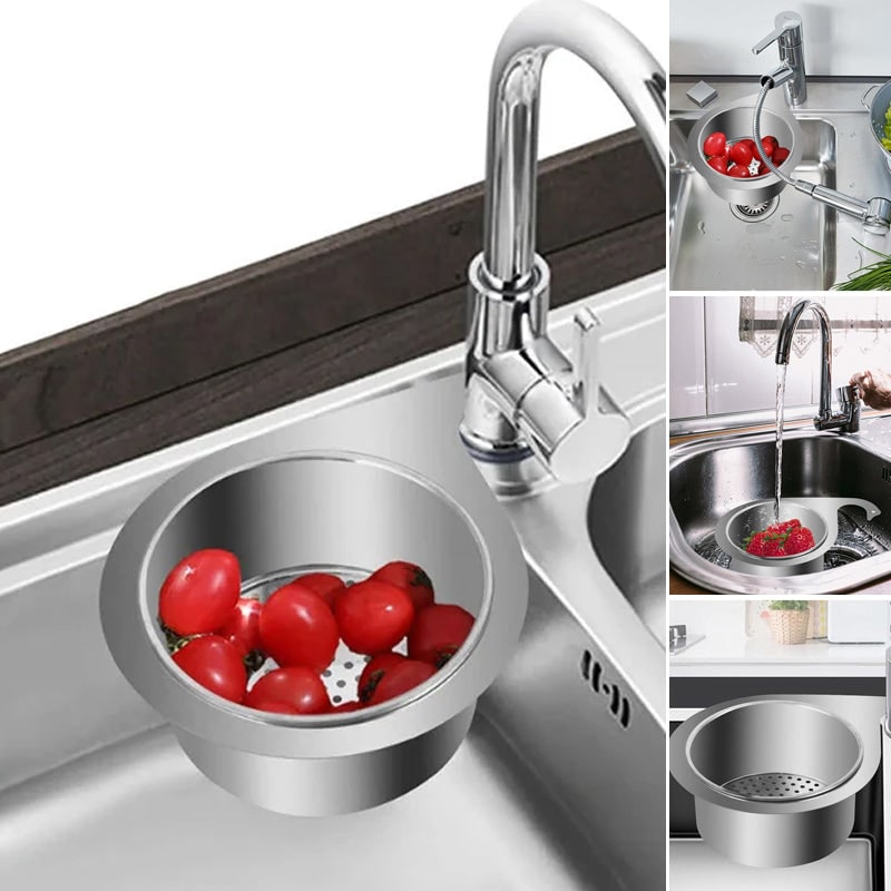 Stainless Steel Hanging Sink Strainer Basket with Faucet Cutout