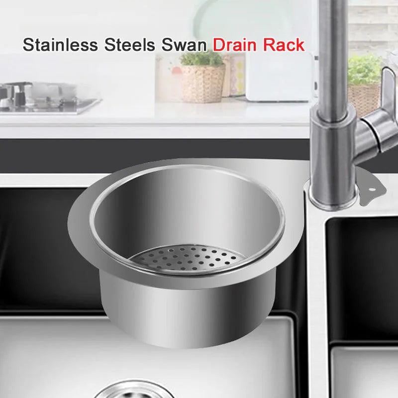 Stainless Steel Hanging Sink Strainer Basket with Faucet Cutout