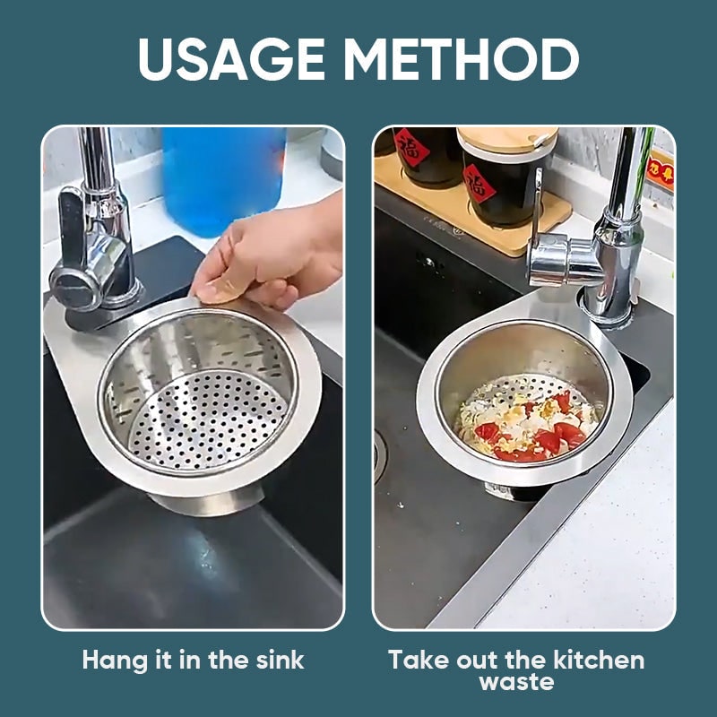 Stainless Steel Hanging Sink Strainer Basket with Faucet Cutout