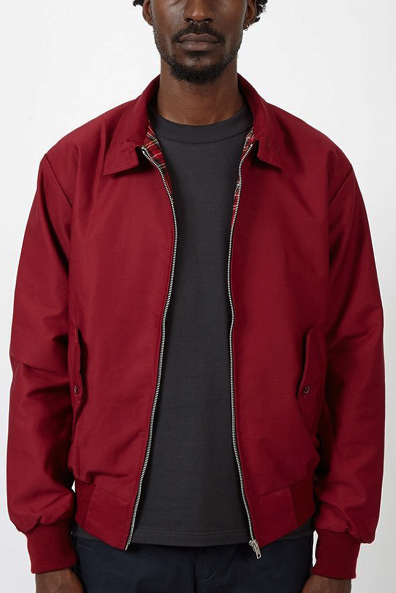 Harrington Jacket for Men with Plaid Lining and Ribbed Trim