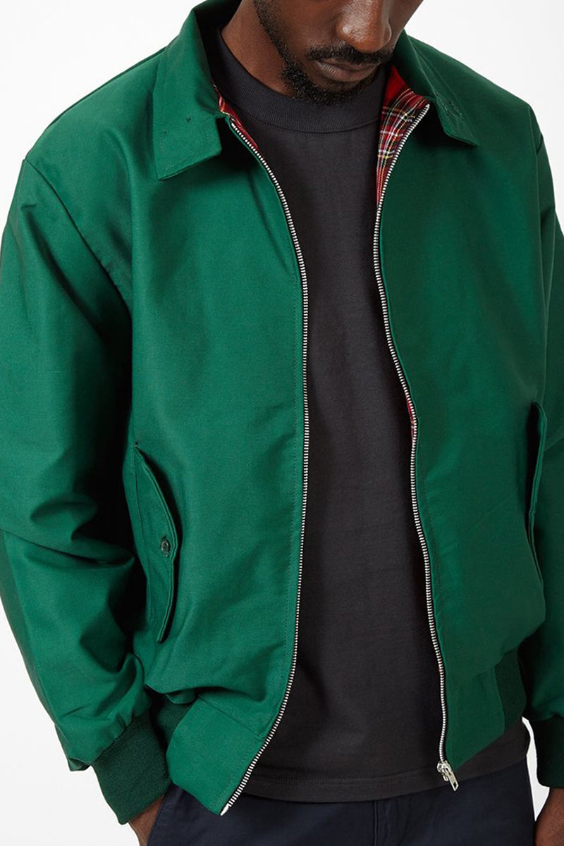 Harrington Jacket for Men with Plaid Lining and Ribbed Trim