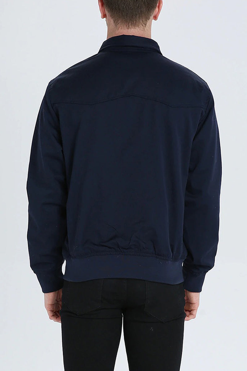 Harrington Jacket for Men with Plaid Lining and Ribbed Trim