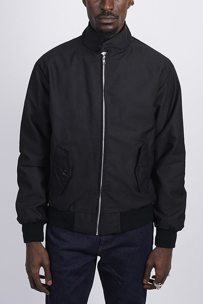 Harrington Jacket for Men with Plaid Lining and Ribbed Trim