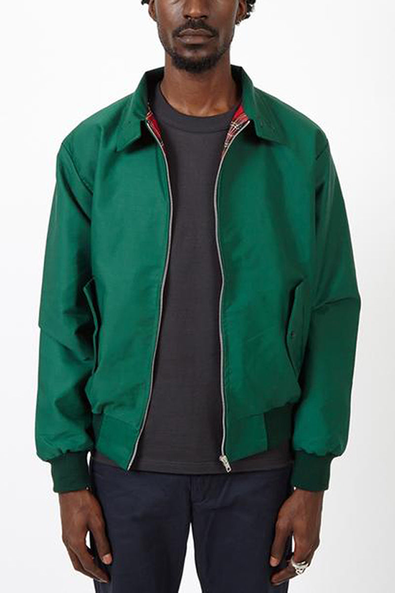 Harrington Jacket for Men with Plaid Lining and Ribbed Trim