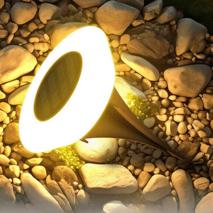 Solar Ground Lights for Pathways with Warm LED Light and Stainless Steel Housing