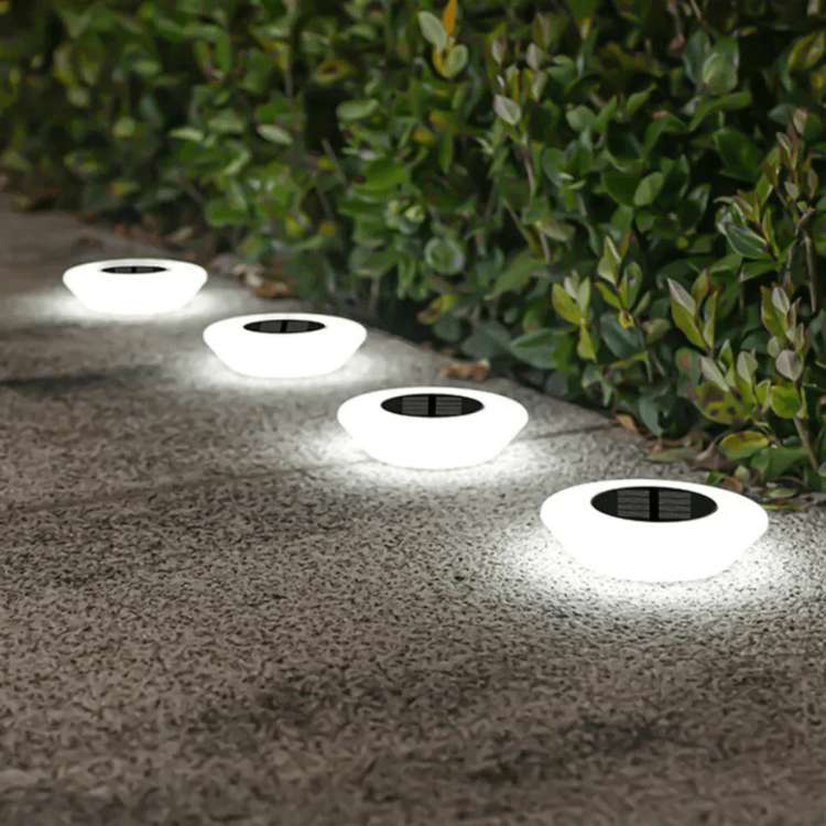 Solar Ground Lights for Pathways with Warm LED Light and Stainless Steel Housing
