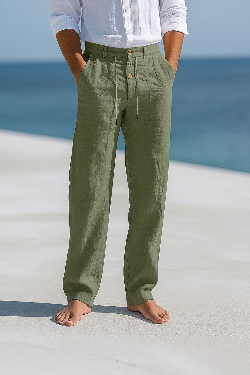 Men's Linen Trousers with Straight Fit and Breathable Summer Comfort