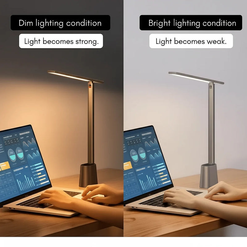 Foldable LED Desk Lamp with Dimmable USB-Powered Lighting