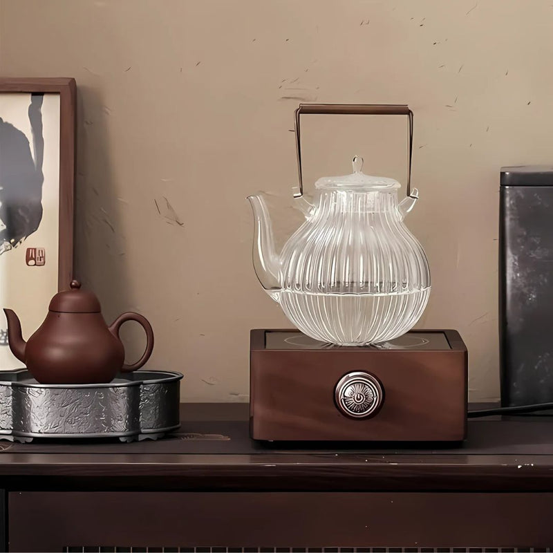 Electric Tea Warmer Made of Walnut with Adjustable Temperature