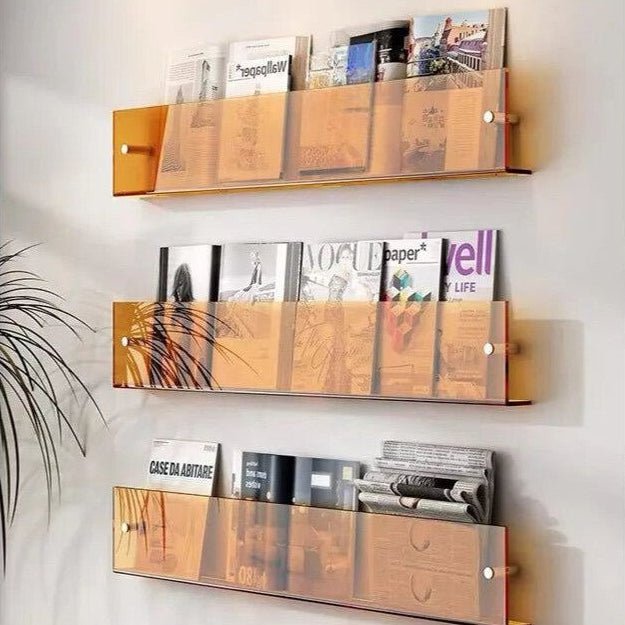 Acrylic Wall-Mounted Magazine Rack for Stylish Home and Office Organisation