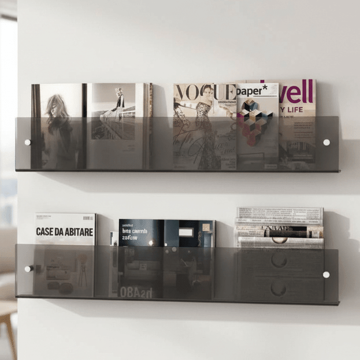 Acrylic Wall-Mounted Magazine Rack for Stylish Home and Office Organisation