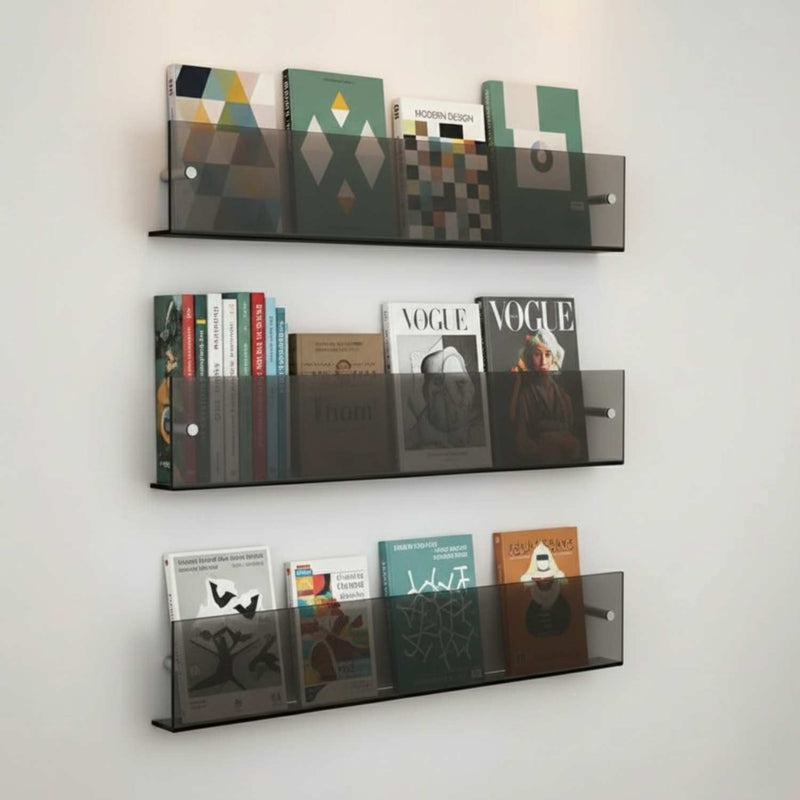 Acrylic Wall-Mounted Magazine Rack for Stylish Home and Office Organisation