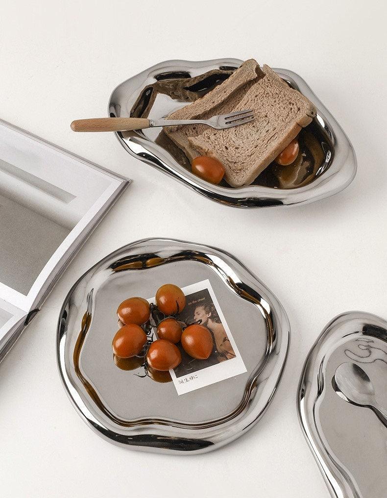 Organic Ceramic Trinket Dish with Glossy Finish