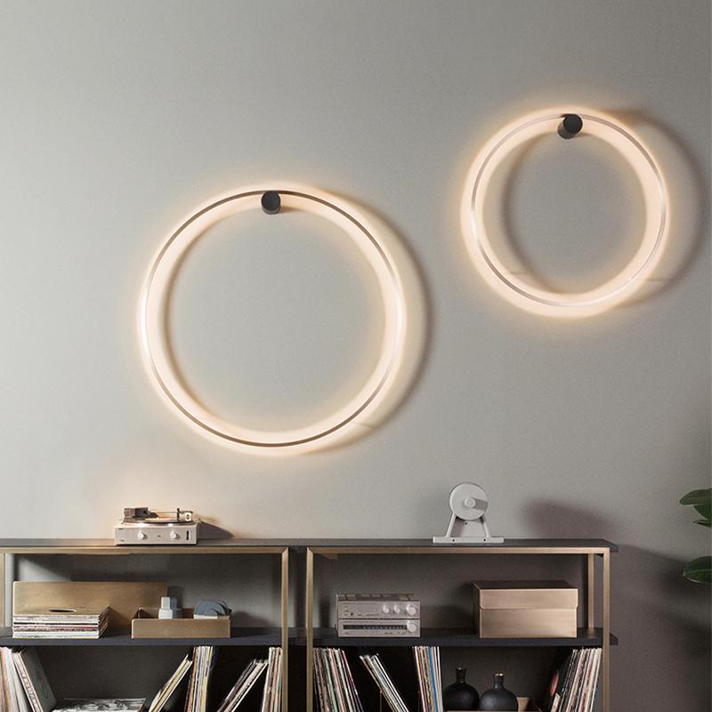 Minimalist Circular LED Wall Sconce with Warm Ring Light