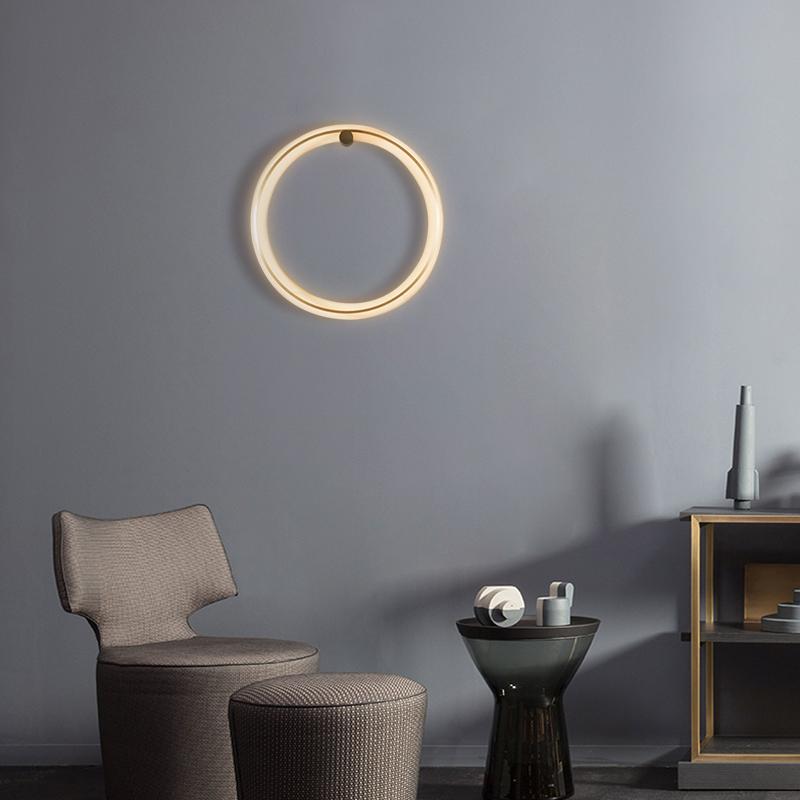 Minimalist Circular LED Wall Sconce with Warm Ring Light