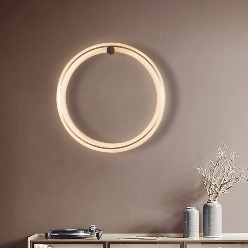 Minimalist Circular LED Wall Sconce with Warm Ring Light