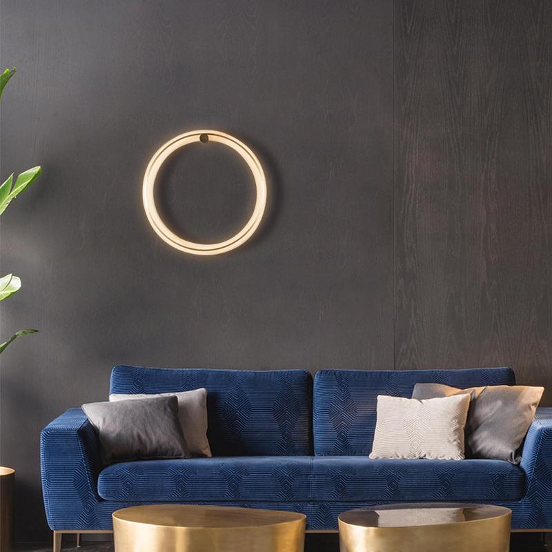Minimalist Circular LED Wall Sconce with Warm Ring Light