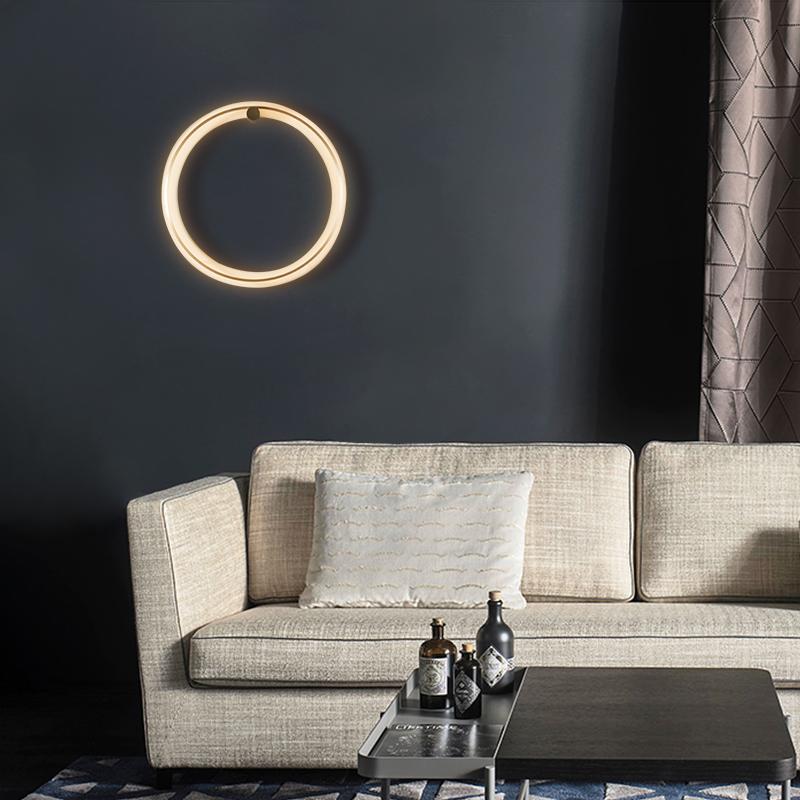 Minimalist Circular LED Wall Sconce with Warm Ring Light