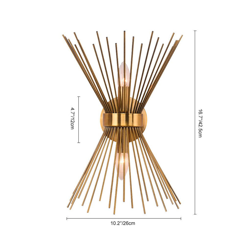 Brass Starburst Wall Sconce with Sculptural Radiating Design