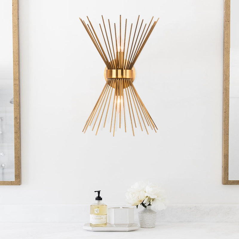 Brass Starburst Wall Sconce with Sculptural Radiating Design