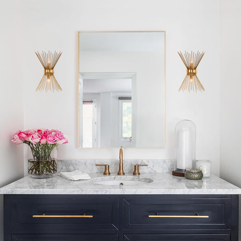 Brass Starburst Wall Sconce with Sculptural Radiating Design